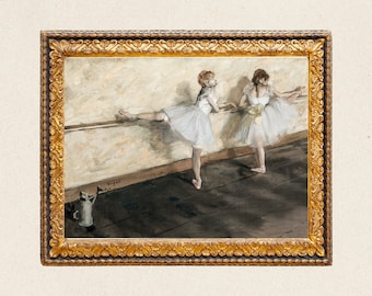 Cuadro vintage de bailarina, impresión digital, arte mural imprimible, arte digital, arte digital de baile, decoración de pared, regalo para ella B8