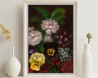 Vintage painting, flower art, download, digital print, printable wall art, Digital Art, VINTAGE art, vintage print, vintage painting, F84