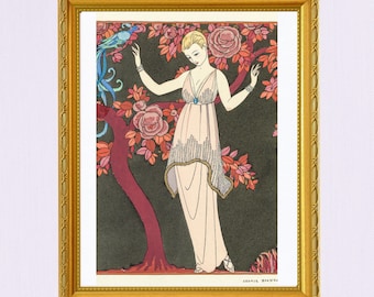 Vintage Woman Fashion Illustration, portrait of a Woman, Eclectic printable wall art, Digital Art, Art Deco fashion, Focus on the Past, PL92
