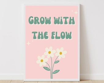 Grow With The Flow Print: Retro Floral Nursery Decor (Digital Download)