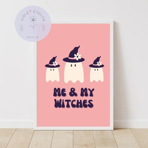 Me and My Witches, Groovy Halloween, Boho Halloween Print, Cute Halloween Art, Kids Halloween Printables, Fall Prints *DIGITAL DOWNLOAD*