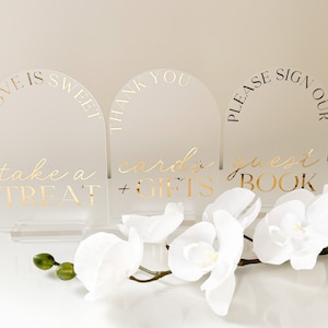 Arch Acrylic Table Signs • Frosted Acrylic Table Sign • Wedding Table Signs • Gifts and Cards Table Sign • Please Sign Our Guestbook Sign