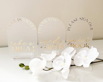 Arch Acrylic Table Signs • Frosted Acrylic Table Sign • Wedding Table Signs • Gifts and Cards Table Sign • Please Sign Our Guestbook Sign