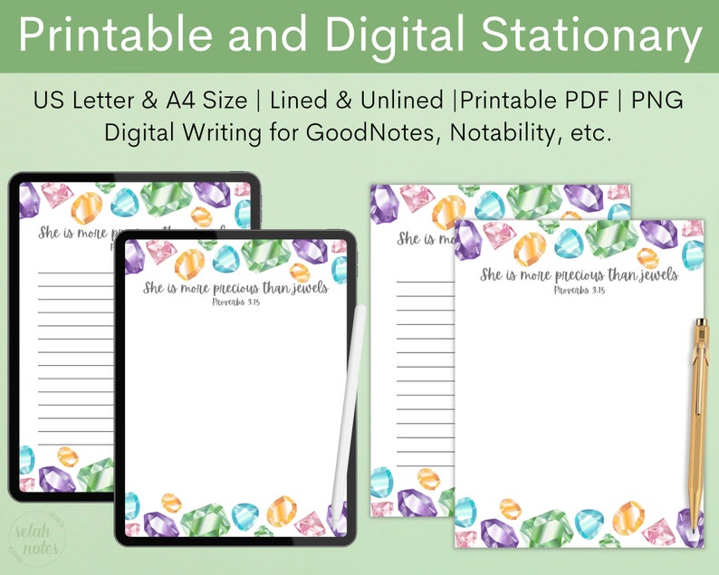 Proverbs 31 Woman Christian Printable Stationary Writing Note Paper ...
