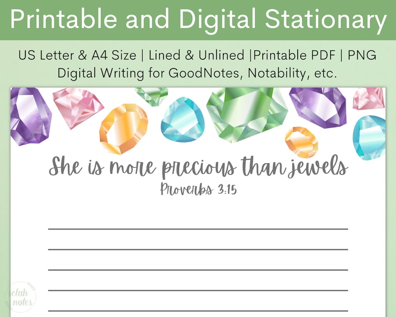 Proverbs 31 Woman Christian Printable Stationary Writing Note Paper ...