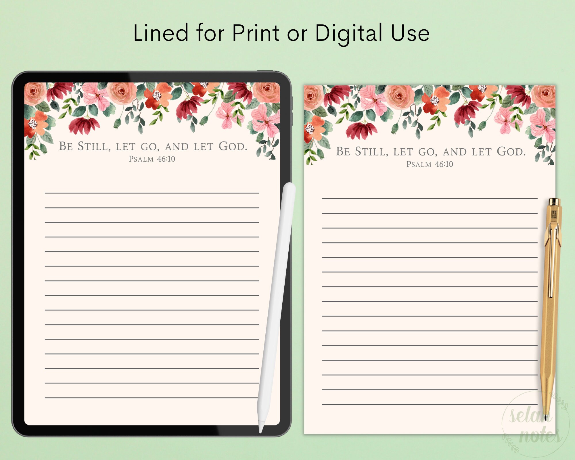 Watercolor Floral Christian Printable Stationary Writing Note Paper ...