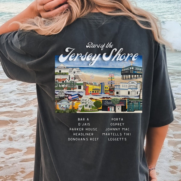 Bars of the Jersey Shore Comfort Colors T-Shirt | Summer Graphic Tee
