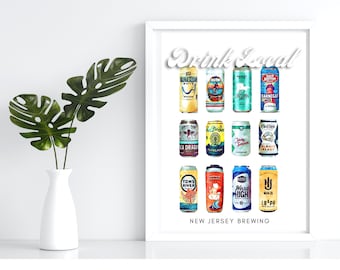 Drink Local, NJ Craft Beer (Coastal) - Art Print, Wall Art, Home Decor, Acrylic Paint