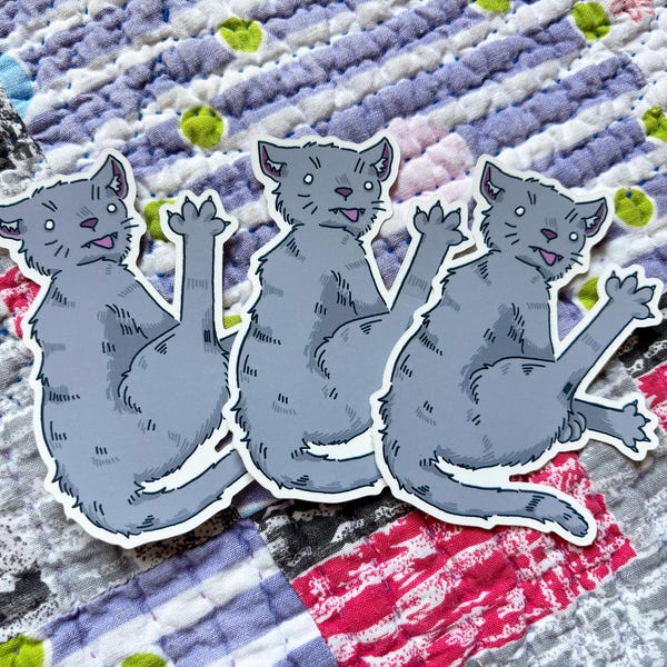 Gray Cat - Matte Vinyl Sticker