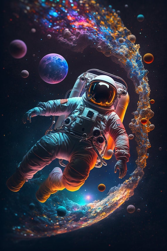 Space Digital Art Astronaut - Etsy