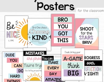Funny Classroom Motivational Posters Classroom Behaviour Posters Classroom Decor Printable Inspirational Posters Display Growth Mindset