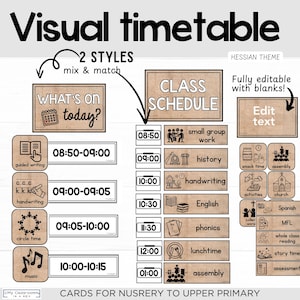 Visueller Stundenplan Hessische Stundenplan Stundenplan Stundenplan Tagesablauf Schulalltag Klassenzimmer Organisation Sackleinen Thema EYFS-KS2