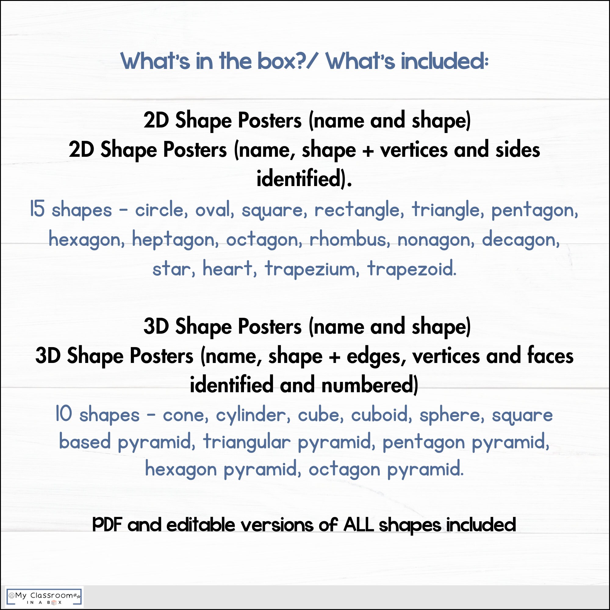 Boho 2D and 3D Shape Posters Editable Classroom Posters Bundle 2D Shape ...