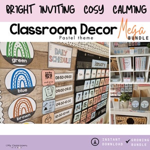 Classroom Decor Bundle Mega Bundle Pastel Theme Calm Classroom Decor Printable Instant Download Classroom Decoration Cosy Classroom Displays