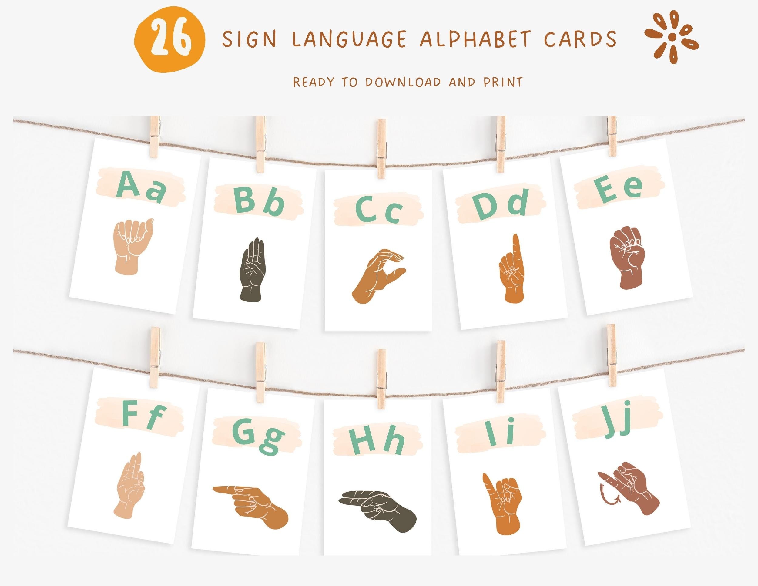 Sign Language ASL Alphabet Flash Cards Flashcards Toddler Etsy Australia