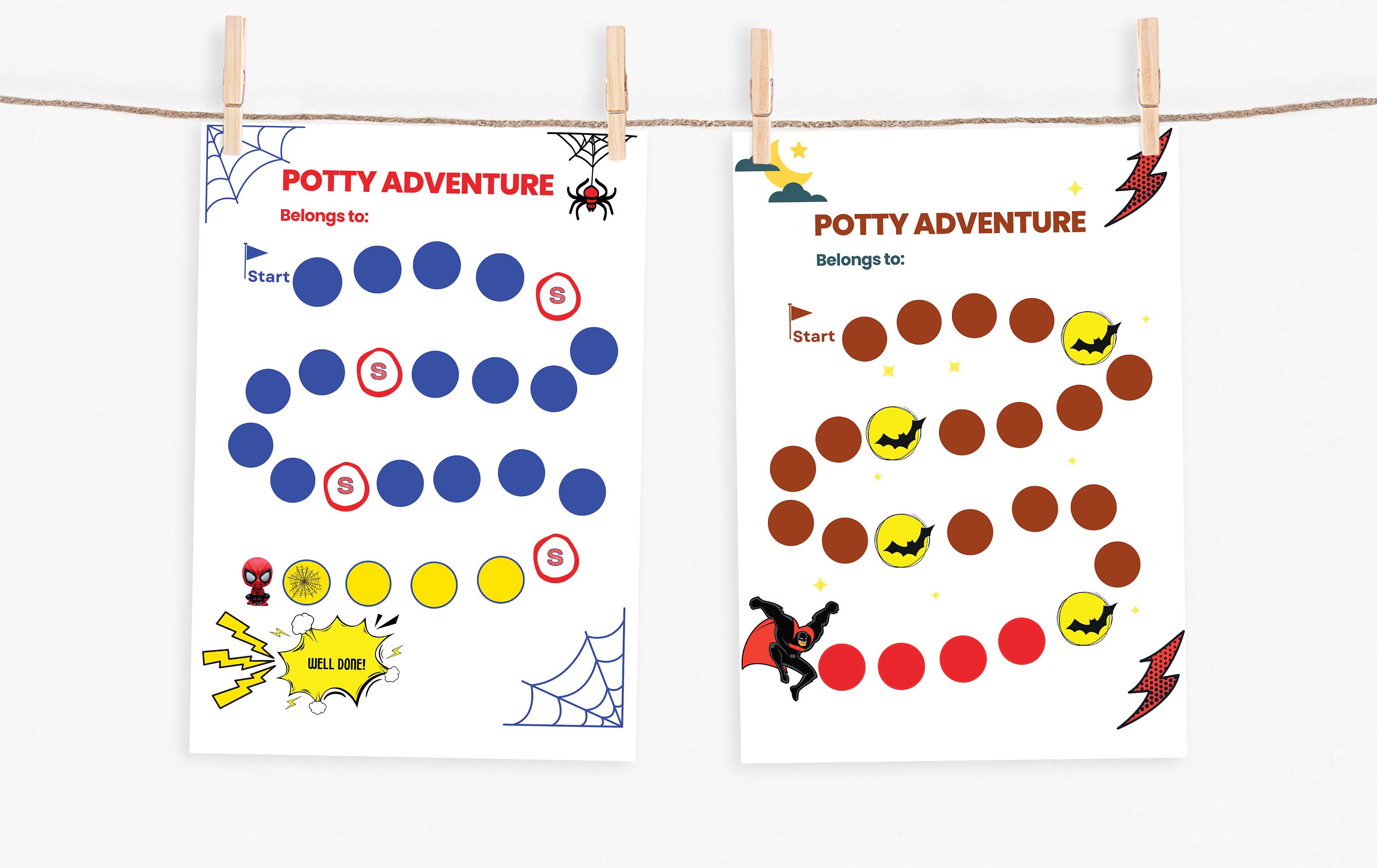 Super Hero Potty Chart Potty Training Chart Sticker Chart - Etsy Canada