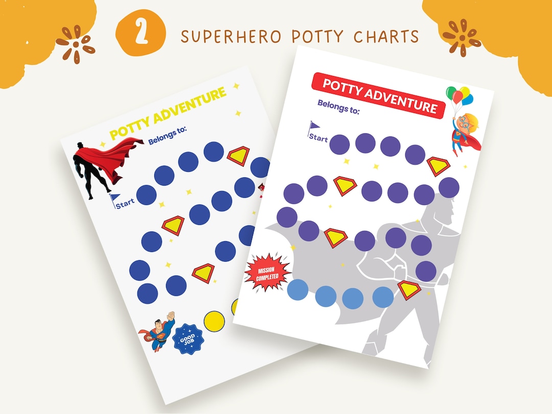 Super Hero Potty Chart, Potty Training Chart, Sticker Chart, Potty ...