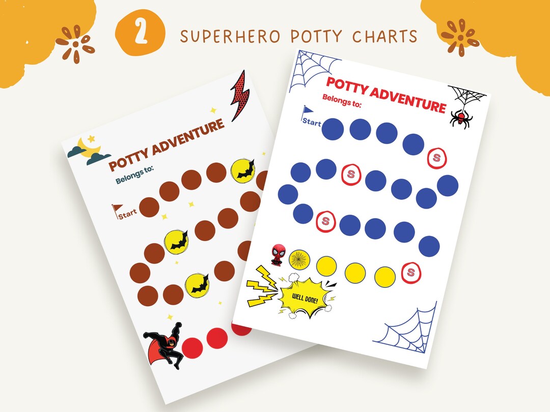 Super Hero Potty Chart Potty Training Chart Sticker Chart - Etsy