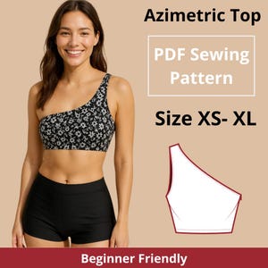Asimmetrical top sewing pattern /  XS-3XL / Instant Download / Easy Digital PDF