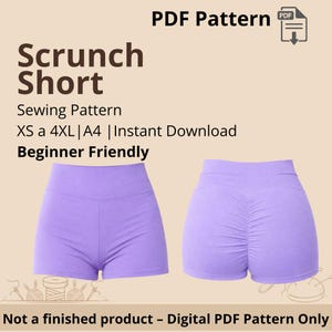 Naaipatroon scrunchbroekje: sportkleding met hoge taille (maten XS-4XL) (digitale download)