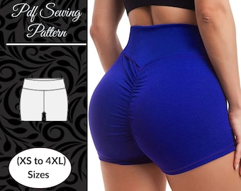 Sewing pattern for scrunsh shorts | PDF Sewing Pattern| Sizes XS to 4XL |Instan Dowland |PDF Digital Easy