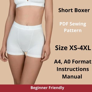 Naaipatroon boxershort | Damesshort | Hoge taille pdf-ondergoed | Maat XS tot 4XL |  | Eenvoudige digitale pdf