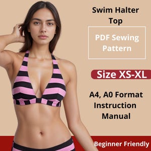 Sewim Halter Top  Sewing Pattern / XS-XL / Instant Download / Easy Digital PDF
