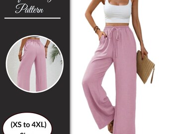 Women's High Waist Wide Leg Women's High Waist Sewing Pattern | Sizes XS to 4XL |  |PDF Sewing Pattern | Instant Download | Easy PDF Pattern