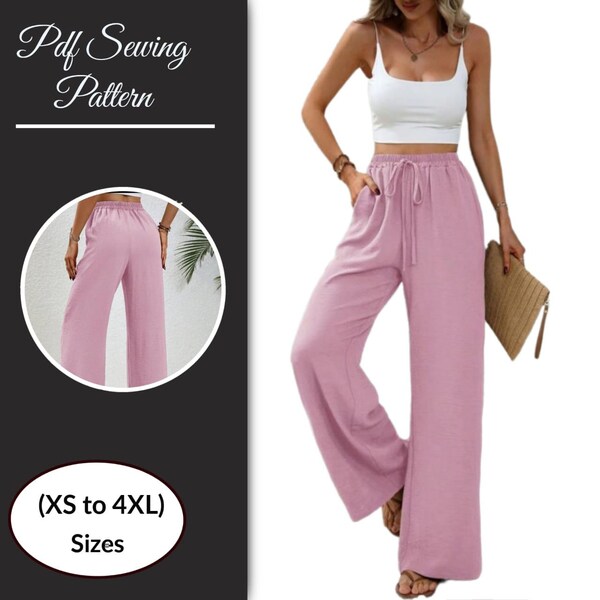 Women's High Waist Wide Leg Women's High Waist Sewing Pattern | Sizes XS to 4XL |  |PDF Sewing Pattern | Instant Download | Easy PDF Pattern