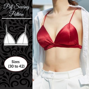 Bra lingerie sewing Pattern |Triangle satin bra | Sizes (30 to 42) | Include Instructions and video