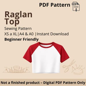 Raglan top sewing pattern | Sizes XS to XL| Instant download |Easy Digital PDF