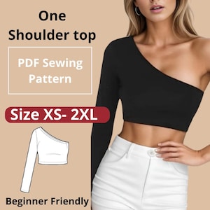 One Shoulder Top Sewing Pattern PDF: Beginner-Friendly, Size XS-2XL (A4/A0 Printable Digital Download)