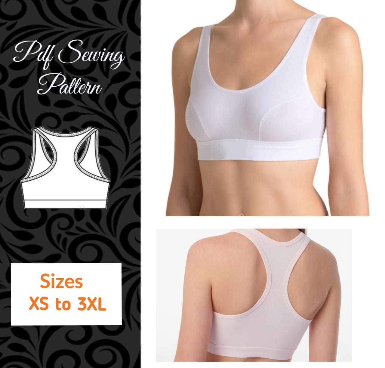 Plus Size Women / Full Figure Women Sport Bra PDF Sewing Pattern Sizes 1X-2X-3X-4X-5X  