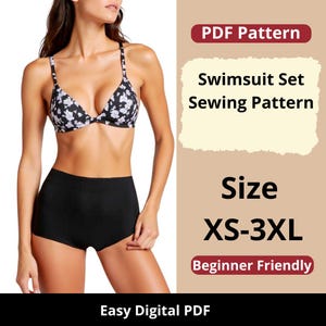 Swimsuit Set sewing pattern /  XS-3XL / Instant Download / Easy Digital PDF