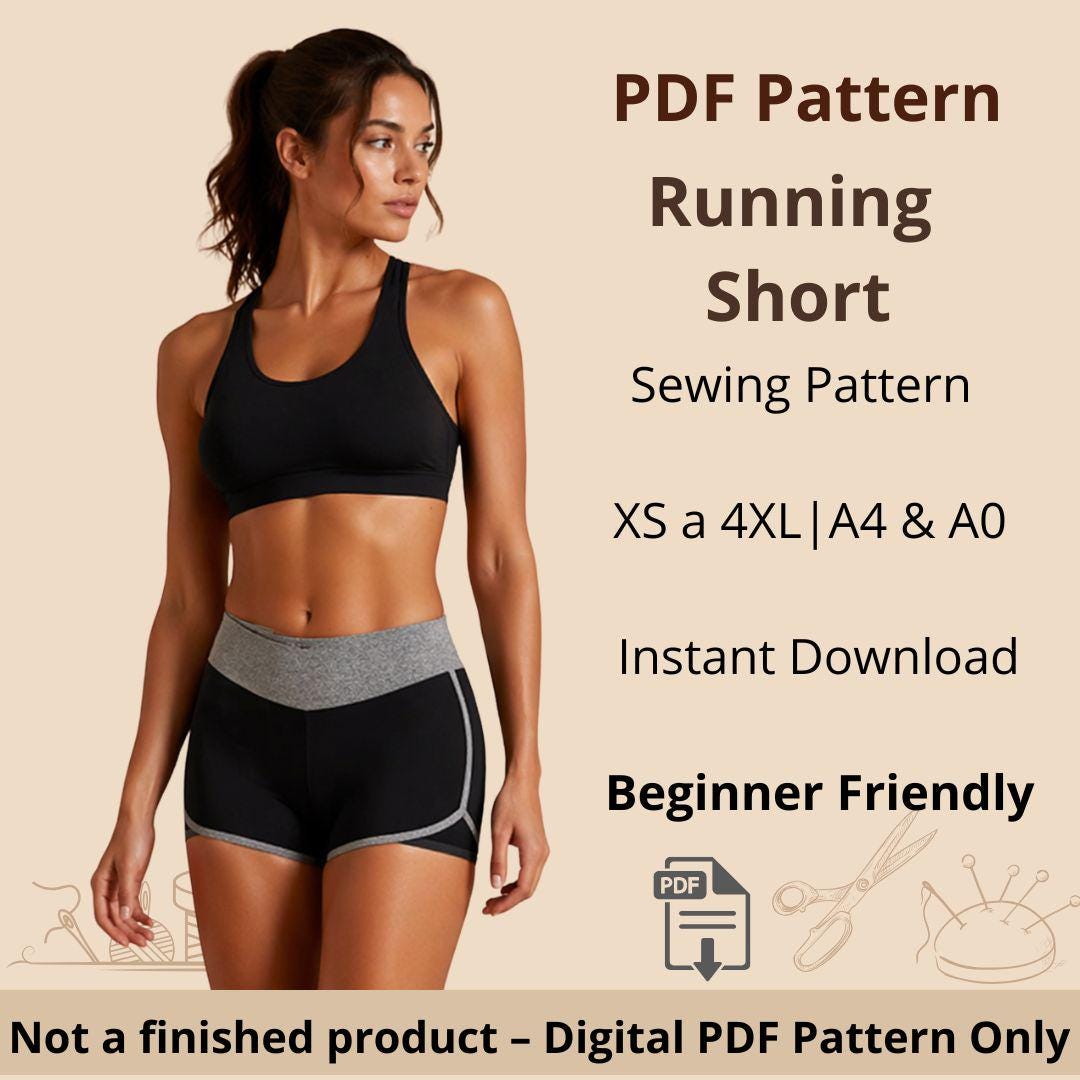 Running Shorts Sewing Pattern – High Waist Sport Shorts XS-4XL (digital ...