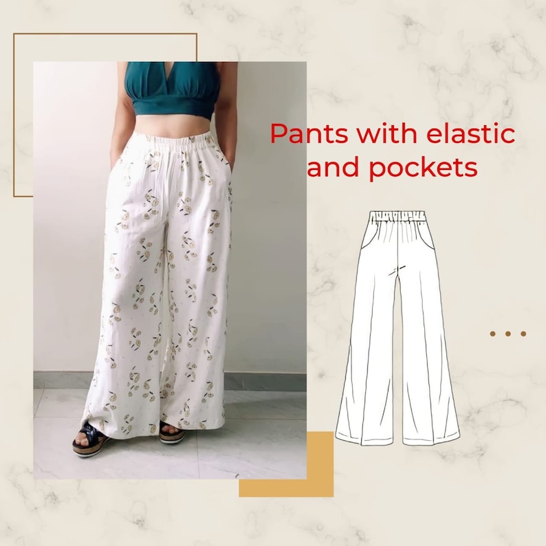 Trousers sewing pattern/ Sizes XS to 4XL / Sewing pattern in PDF / Instant download / Easy pattern in PDF image 4