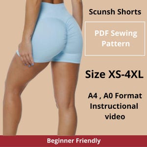 Scrunch Booty Shorts Sewing Pattern: High Waist Activewear (Sizes XS-3XL) (Digital Download)