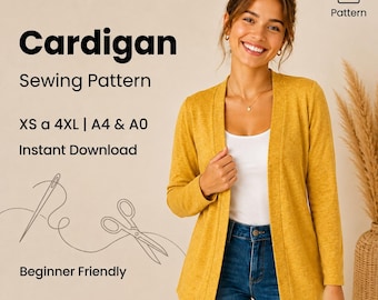 Cardigan Schnittmuster: Anfänger-freundliches PDF (Größen XS-4XL)
