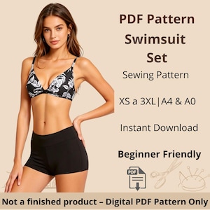 Swimsuit Set sewing pattern /  XS-3XL / Instant Download / Easy Digital PDF