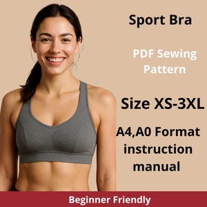 Sport Bra Sewing Pattern: Loungewear Top, XS-3XL (PDF Download)