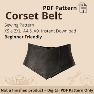 Modello di cintura per corsetto: cintura per la vita, taglie dalla XS alla 2XL (modello PDF)