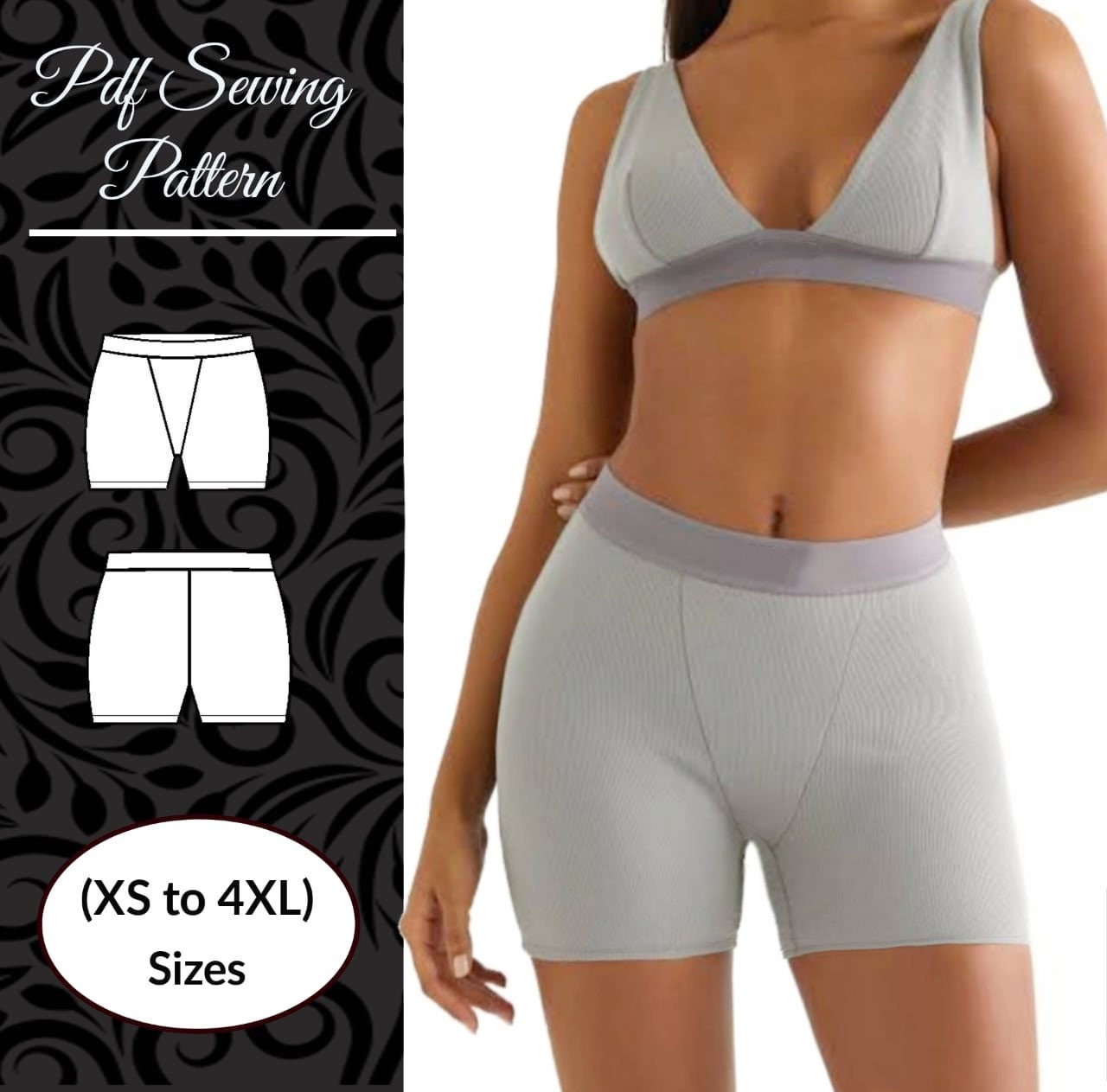 Daisy Briefs panty PDF Sewing Pattern: mid-rise full coverage women's  underwear for stretch knits