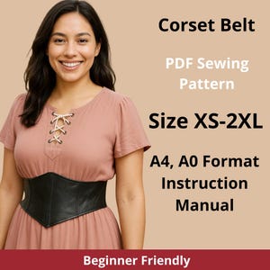 Corset Belt Sewing Pattern: Waist Cincher, Sizes XS-2XL (PDF Pattern)