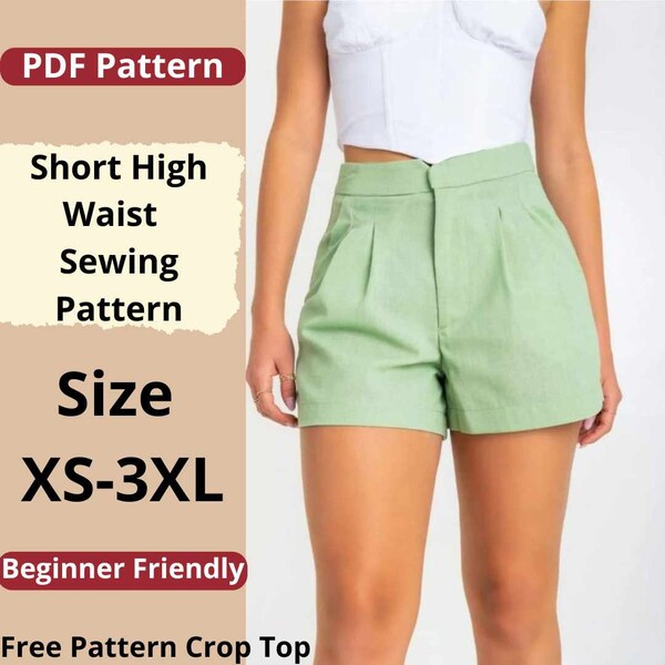 Women's High Waist Shorts | Size XS to 3XL | Instant Download | Easy to make pattern |