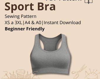 Patrón de costura para sujetador deportivo: Top de estar por casa, tallas XS-3XL (Descargar PDF)