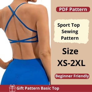 Naaipatroon sporttop | maten XS tot 2XL | direct downloaden | Eenvoudige digitale pdf