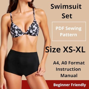 Swimsuit Set sewing pattern /  XS-3XL / Instant Download / Easy Digital PDF