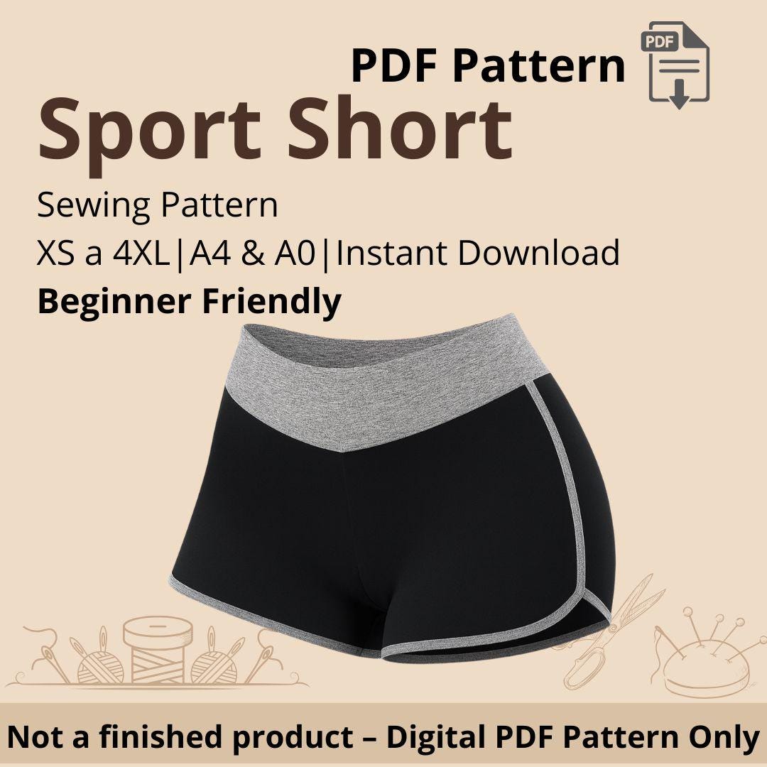 Running Shorts Sewing Pattern – High Waist Sport Shorts XS-4XL (digital ...