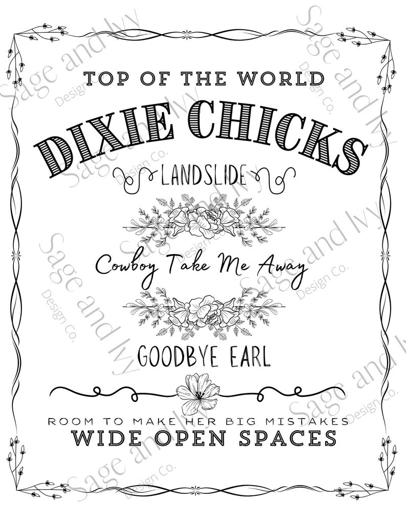 Dixie Chicks Digital SVG File, 90's Country Music Digital Image, the