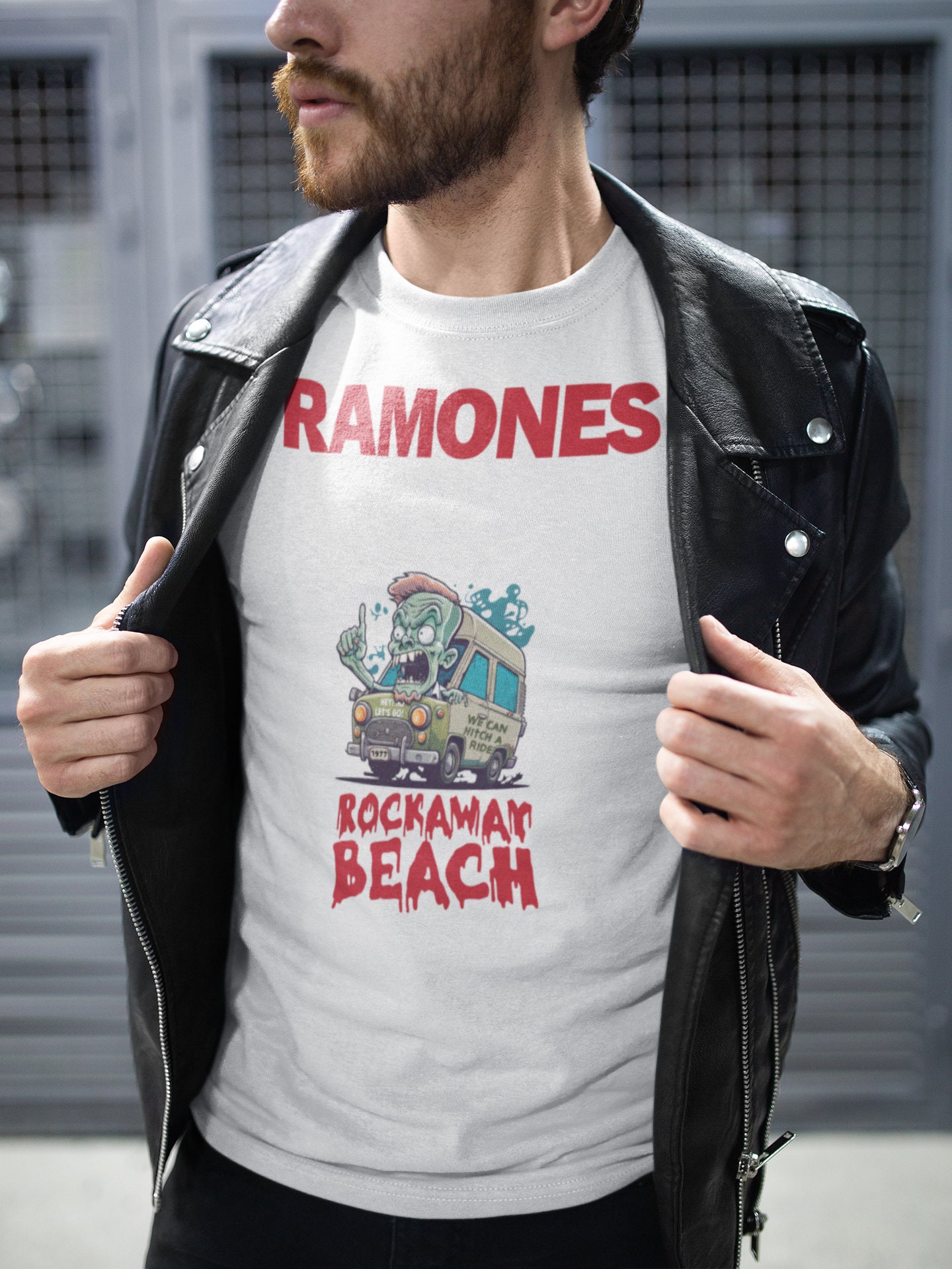 RAMONES / ラモーンズ [Worn Free] Johnny Ramone / Rockaway Beach Tee (Light Blue) Worn Free] Johnny Ramone / Rockaway Beach Tee (Light Blue